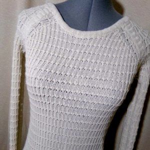 LOVE CHANGE Square Knitted Sweater Top Small Beige Scoop neck long sleeve raglan